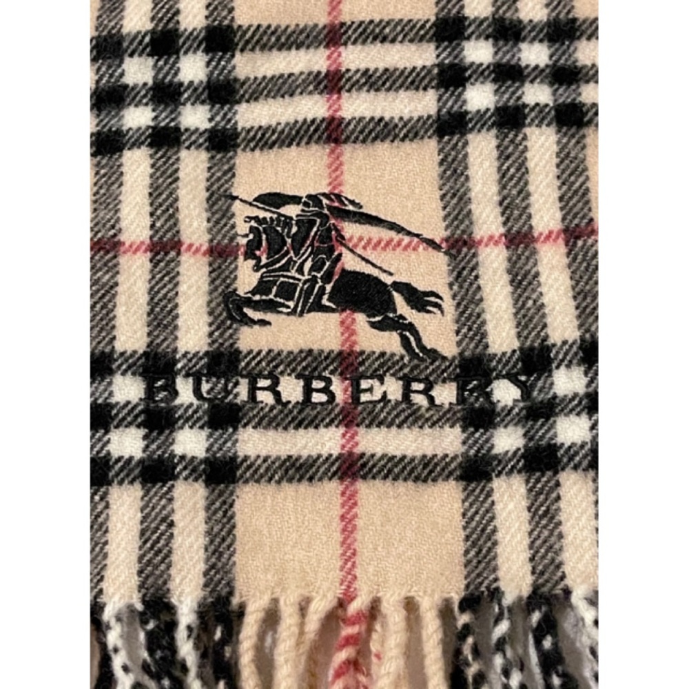 ✨Authentic BURBERRY Knight Logo Print Nova Plaid Check Wool Scarf Shawl Wrap - Picture 8 of 10